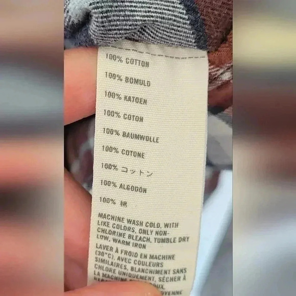 Abercrombie & Fitch button-down flannel, men's size XXL maroon navy blue & white - Picture 10 of 11